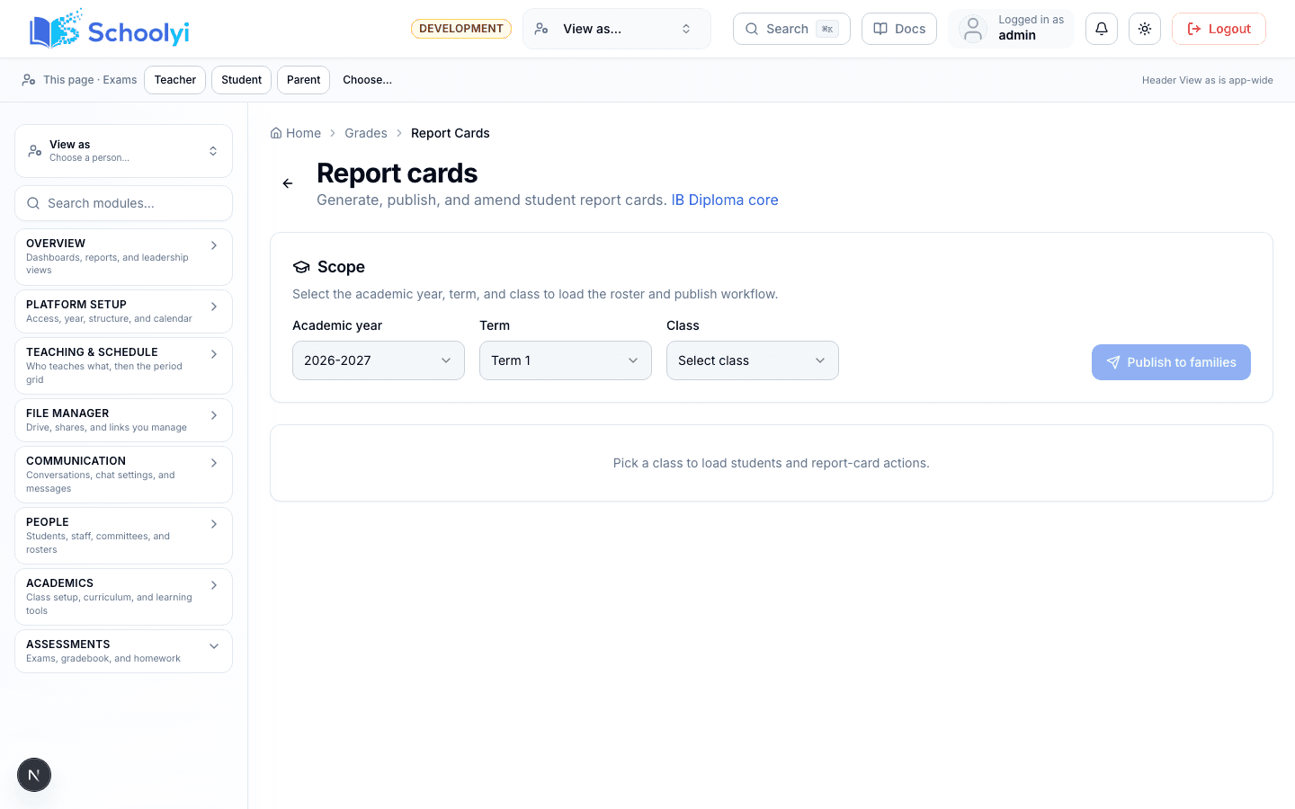 Report cards with IB predicted grades
