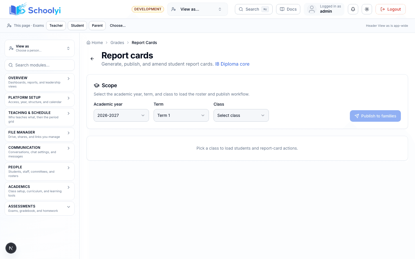 Report cards with IB predicted grades