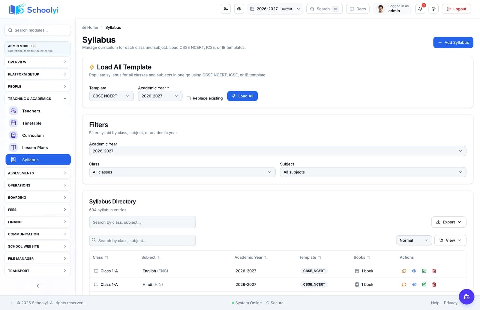 Curriculum and syllabus Schoolyi syllabus templates and curriculum builder for classes and subjects